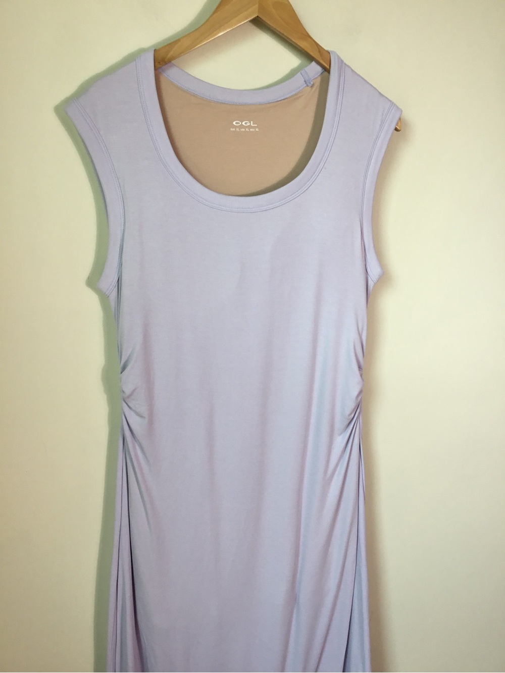 OGL Move Scoop Neck Ruched New Airy Bra MIDI Dress in Powder Lilac - Picture 5 of 7